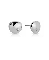 Ettika Polished Pebble Single Crystal Stud Earrings