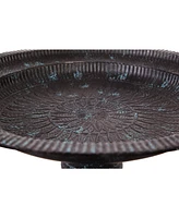 Evergreen Garden Cast Metal Bird Bath on Pedestal 20 x 19 x 15 Inches