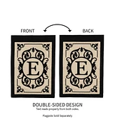 Evergreen Flag Cambridge Chic Letter E Monogram Applique Garden Flag - 12.5" Wide x 18" High