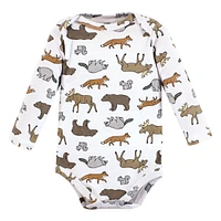 Hudson Baby Boys Cotton Long-Sleeve Bodysuits, Animal Adventure 7-Pack, 12-18 Months