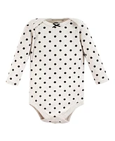 Hudson Baby Girls Cotton Long-Sleeve Bodysuits, Cinnamon pink prints -Pack