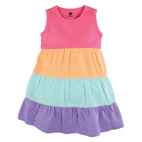 Hudson Baby Girls Cotton Dresses, Rainbow Stripe