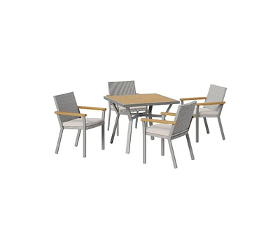 Slickblue Home Sencillo 5 Piece Patio Furniture Set, 4 Dining Chairs, 1 Dining Table