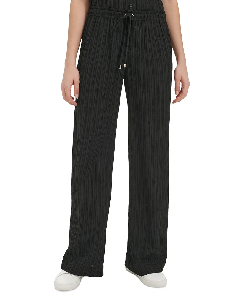 Calvin Klein Women's Crinkle Drawstring Wide Leg Pant