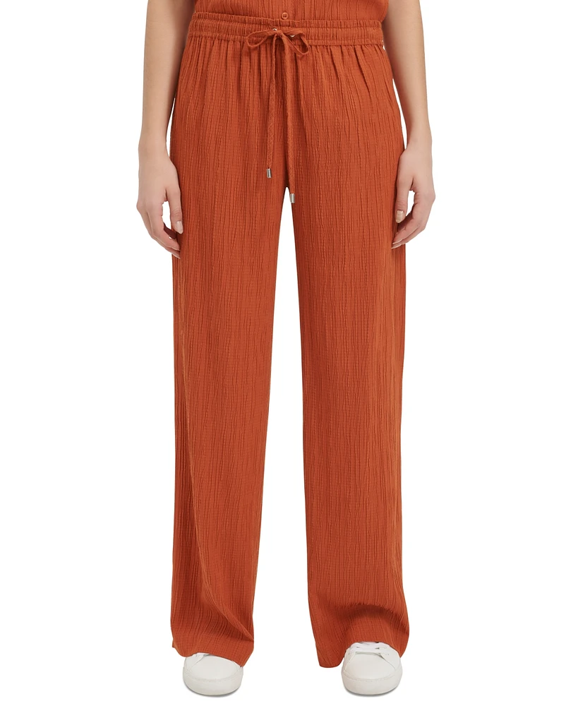 Calvin Klein Women's Crinkle Drawstring Wide Leg Pant