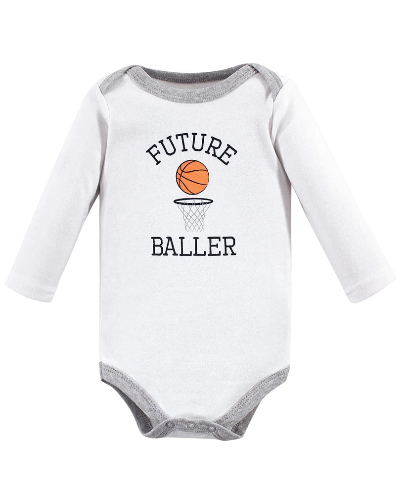 Hudson Baby Boys Cotton Long-Sleeve Bodysuits 5pk