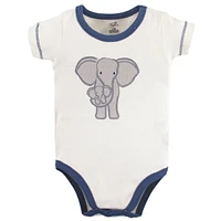 Touched by Nature Baby Boys Organic Cotton Bodysuits 3pk, Elephant