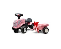 Falk New Holland Girl's Pink Ride-on Tractor with Trailer and Tools