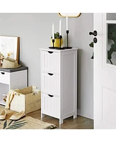 Slickblue Bathroom Cabinet Floor Cabinet, Free-standing Storage Cabinet With 3 Drawers, Matte White
