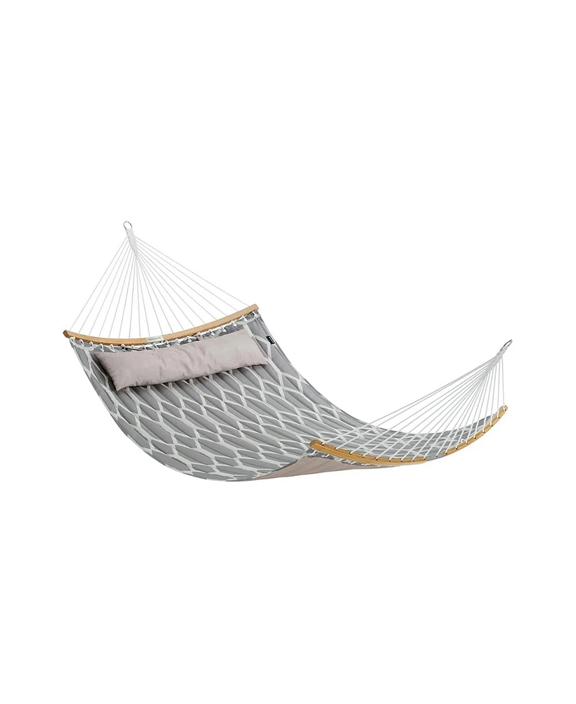 Slickblue Quilted Hammock with Curved Bamboo Spreaders, Pillow, Portable Padded Holds up to 495 lb