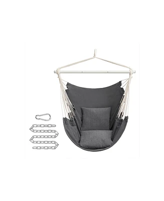 Slickblue Hammock Chair, Large Swing Chair with 2 Cushions, Hanging Chain