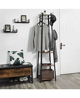 Slickblue Industrial Coat Rack, Coat Stand With 3 Shelves, Hall Trees Free Standing