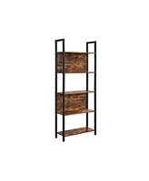 Slickblue 5-tier Bookshelf, Storage Rack Shelf, Bookcase With 5 Shelves, Steel Frame, For Living Room