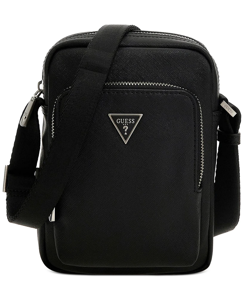 Guess Men's Saffiano Crossbody Logo Bag