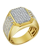 LuvMyJewelry HexWall Natural Certified Diamond 1.3 cttw Round Cut 14k Yellow Gold Statement Ring for Men