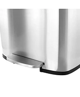 Elama 50 Liter/13 Gallon Rectangular Stainless Steel Step Trash Bin with Slow Close Mechanism