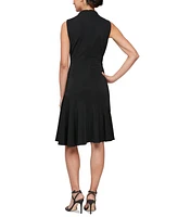 Sl Fashion Women's Mock-Neck Sleeveless A-Line Dress