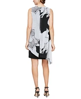 Sl Fashions Women's Printed-Overlay Sleeveless Shift Dress