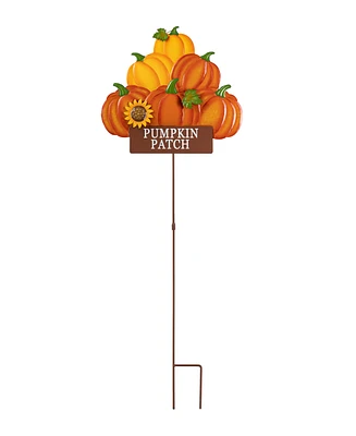 Glitzhome 42"H Fall Metal Pumpkins Stack Yard Stake