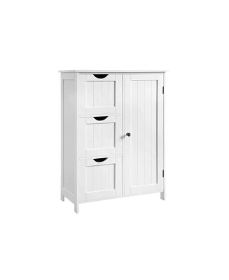 Slickblue White Bathroom Storage Cabinet With 3 Drawers