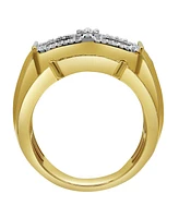 LuvMyJewelry Banner of Bling Natural Certified Diamond 1.24 cttw Round Cut 14k Yellow Gold Statement Ring for Men