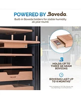 Newair x Boveda 500 Count Electric Humidor, Spanish Cedar Shelves with Temperature Control, Cigar Humidor Box with Built-In Boveda Humidity Control in