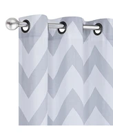 Kate Aurora Living 2 Piece Silver & White Metallic Chevron Grommet Curtain Panels - 84 in. Long