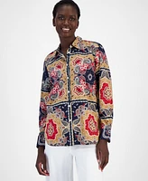 Nautica Jeans Women's Paisley-Print Long-Sleeve Shirt