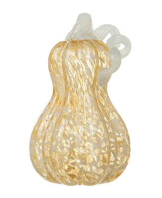 Glitzhome 8.5"H Fall Amber Dots Glass Gourd