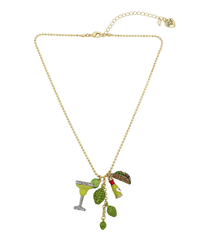 Betsey Johnson Faux Stone Margarita Charm Necklace