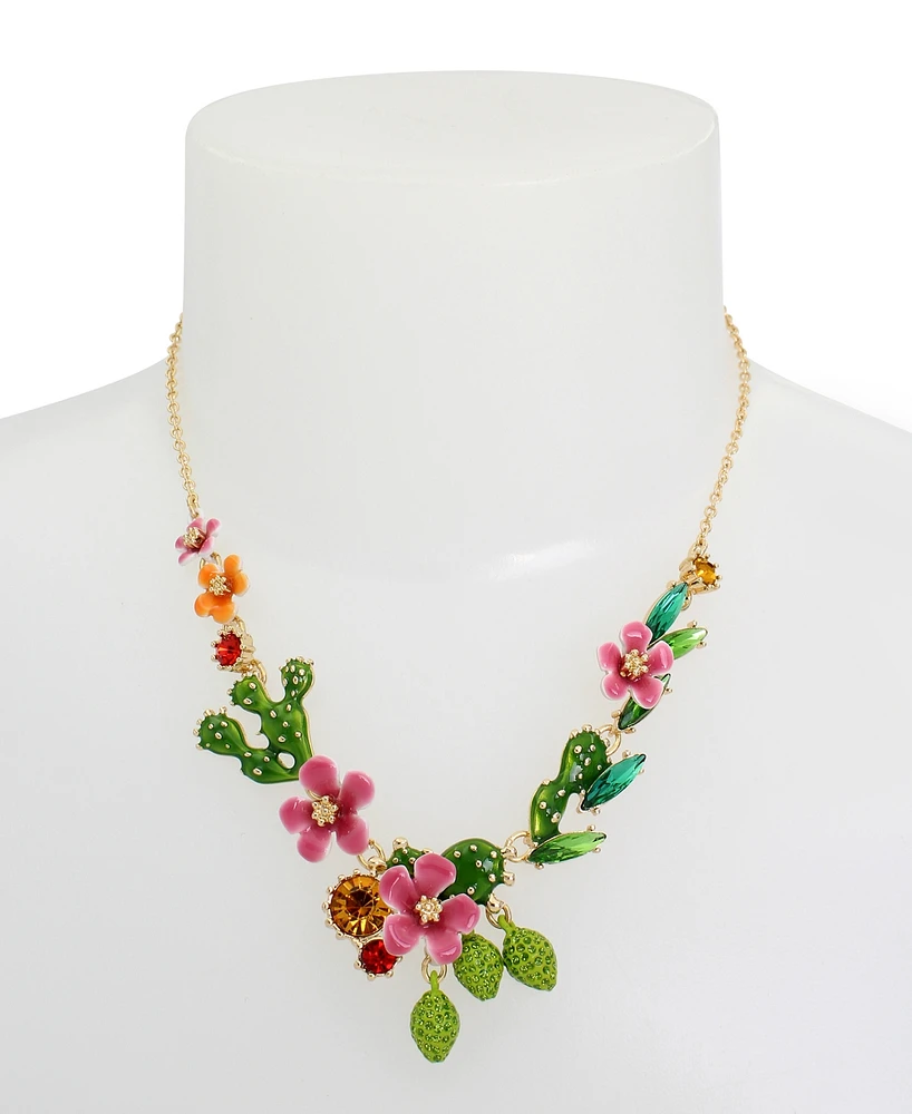 Betsey Johnson Faux Stone Tropical Flower Bib Necklace