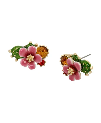 Betsey Johnson Faux Stone Tropical Flower Cluster Earrings