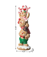 Glitzhome 12.5"H Christmas Resin Stacked Gingerbread Table Decor