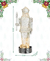 Glitzhome 12.5"H Lighted Acrylic Crystal Nutcracker Figurine Waterglobe