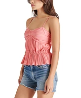 Steve Madden Women's Solange Pleated Smocked-Back Peplum Top