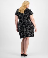 Robbie Bee Plus Printed Faux-Wrap Jersey Dress