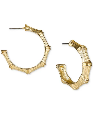 Patricia Nash Gold-Tone Small Bamboo-Style C-Hoop Earrings, 1"