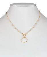 Patricia Nash Gold-Tone Mother-of-Pearl Shell Beaded Pendant Necklace, 18" + 3" extender