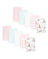 Hudson Baby Infant Girl Cotton Flannel Burp Cloths, Enchanted Forest, One Size