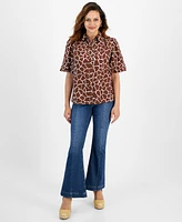 I.n.c. International Concepts Petite Linen-Blend Puffed-Sleeve Shirt, Created for Macy's