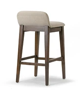 Glamour Home 28.9" Atia Rubberwood, Fabric Counter Height Stool, Set of 2