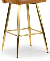 Glamour Home 29.75" Auren Polyester, Metal Barstool, Set of 2