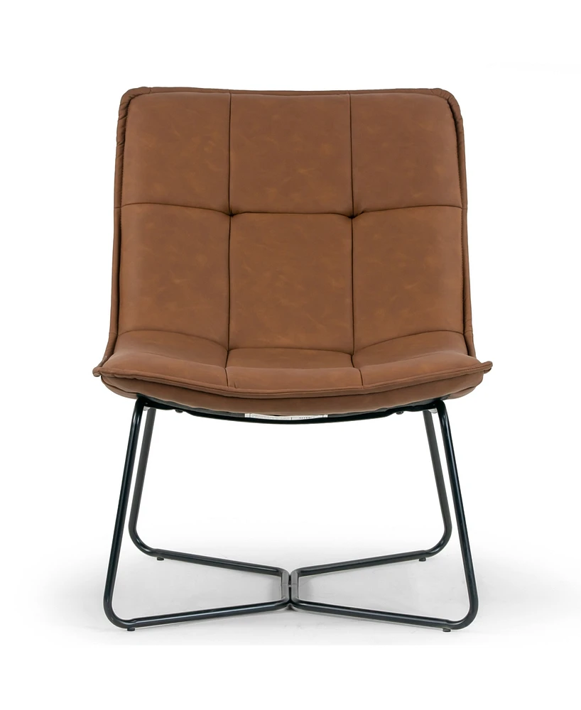 Glamour Home Aurele 26.5" Polyester Metal Armless Accent Chair