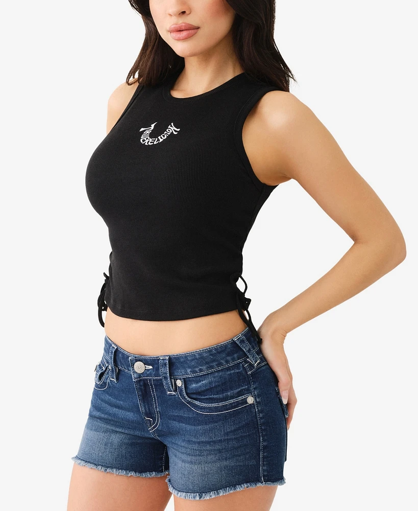 True Religion Women's Embroidered Side Rouched Tank