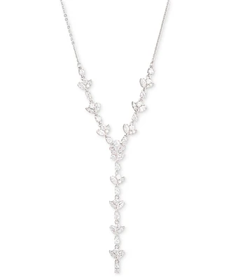 Givenchy Silver-Tone Crystal Cubic Zirconia Lariat Necklace, 16" + 3" extender