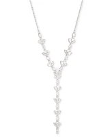 Givenchy Silver-Tone Crystal Cubic Zirconia Lariat Necklace, 16" + 3" extender