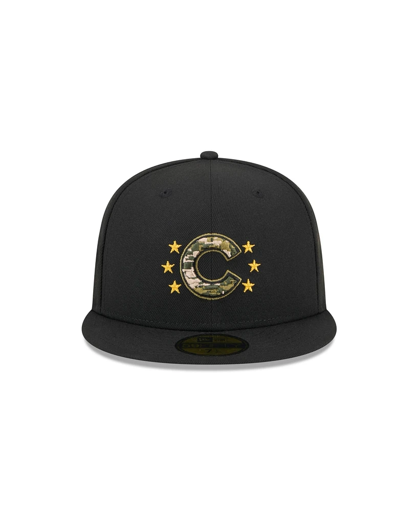 New Era Men's Black Chicago Cubs 2024 Armed Forces Day On-Field 59FIFTY Fitted Hat