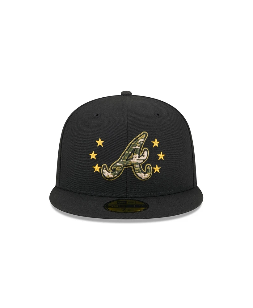 New Era Men's Black Atlanta Braves 2024 Armed Forces Day On-Field 59FIFTY Fitted Hat