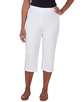 Alfred Dunner Petite Mid Rise Frayed-Hem Pull-On Capri Pants