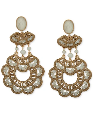 lonna & lilly Gold-Tone White Crochet Bead Chandelier Earrings